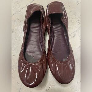 Tory Burch Burgundy Patent Leather Ballet Flats